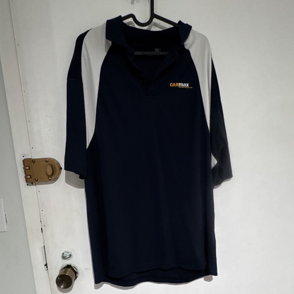 3 Reebok CarMax Men's XL Blue/White Polyester Piqué Short Sleeve Polo Shirt